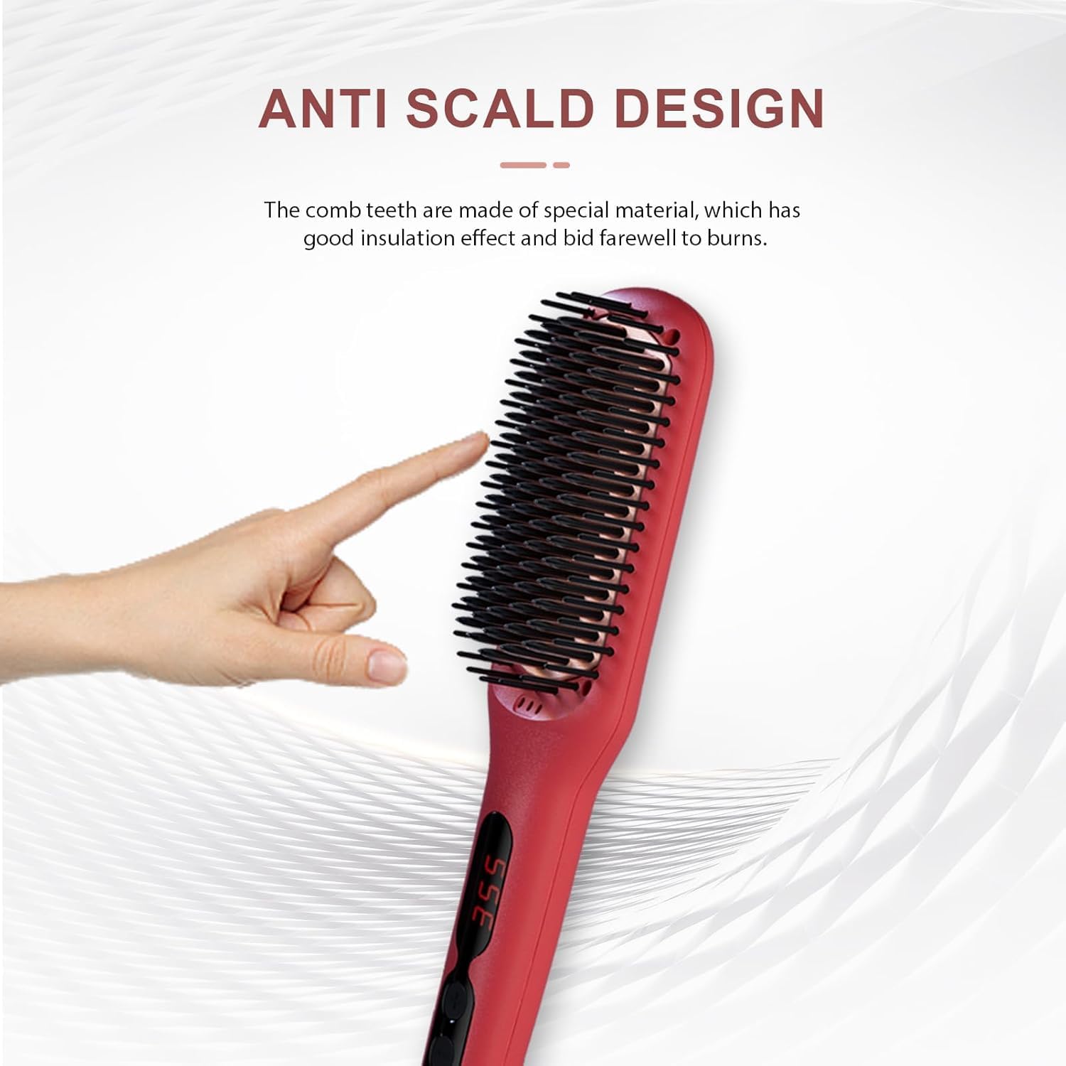 Megawise Pro Ceramic Ionic Hair Straightener Brush, Fast Heating, Auto-Off, Tomato Red - Image 7