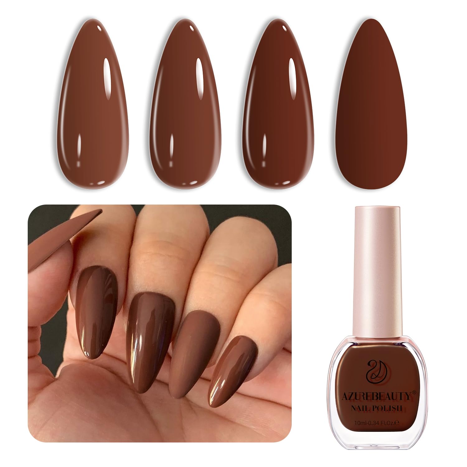 AZUREBEAUTY Brown Nail Polish Quick Dry Fall Nail Polish Natural Infinite Shine Nail Lacquer Salon-Quality for Women Girl Gift Set 1Pcs 0.34 fl oz