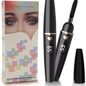 Heated Eyelash Curler, Heated Lash Curler, Portable USB C Rechargeable Eyelash Curler 24H Long Lasting Intelligent Power Off Electric Eyelash Curler with Eyelash Comb for Makeup - Black