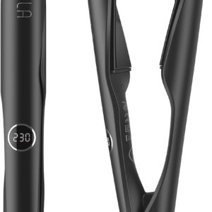 Flat Iron Curling Iron in One - Hair Straightener and Curler 2 in 1 for Straighten/Curl/Wave Hair - Twist Straightening Curling Combo Dual Voltage 1 Inch