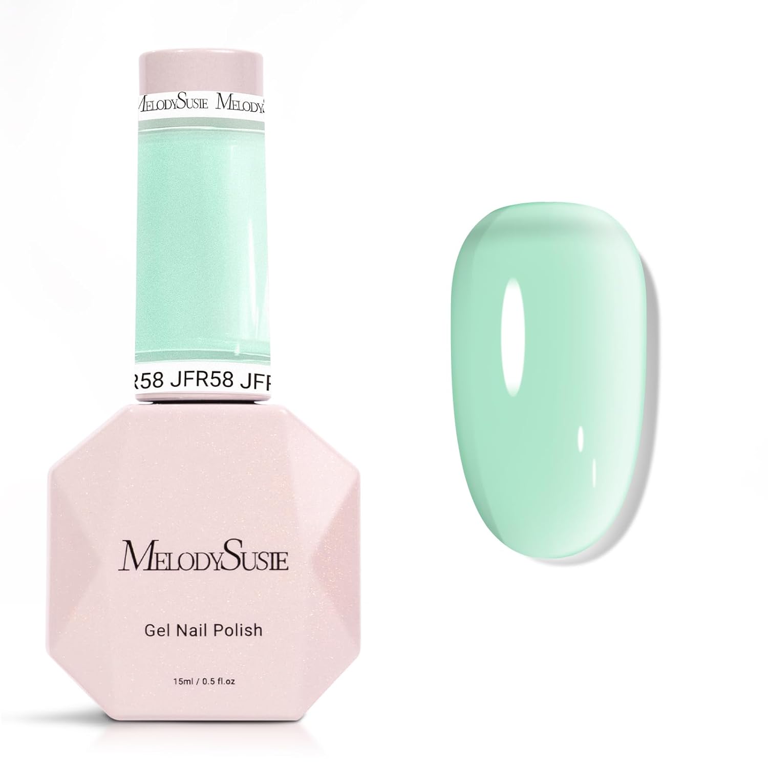 MelodySusie Milky Green Gel Nail Polish, 0.5Fl.oz Jeweliver Milky Gel Polish Light Sage Green Pastel Color Soak Off UV LED Gel Polish Nail Art Design Manicure Gift for Girls Salon DIY At Home JFR58