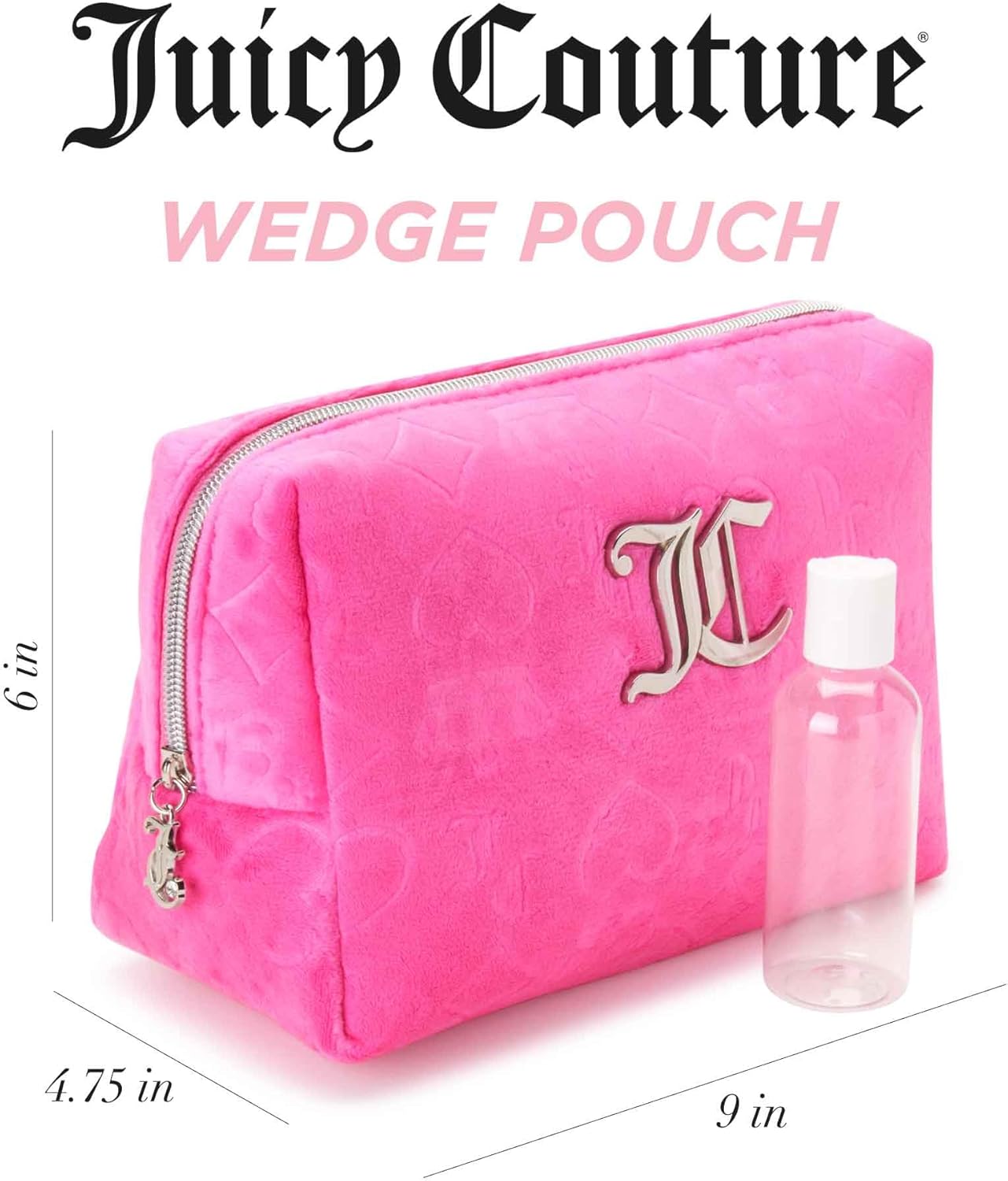 Juicy Couture Hot Pink Travel Makeup Toiletries Clutch Bag Compact Size - Image 2