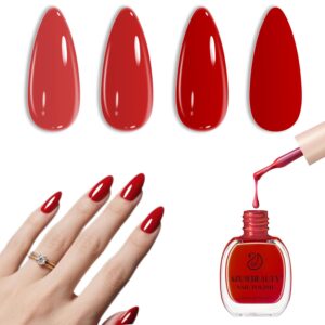 AZUREBEAUTY Red Nail Polish Quick Dry Natural Infinite Shine Nail Lacquer Fingernail Polish Strengthening Treatment Kit Salon-Quality for Women 10ml