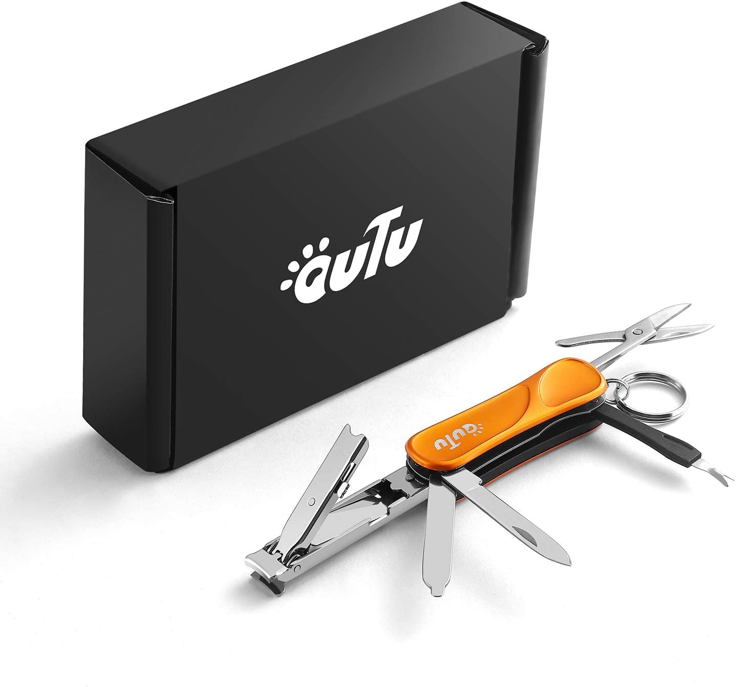 OUTU Orange 7-in-1 EDC Utility Tool Keychain with Nail Clipper and Scissors for Men - Image 8