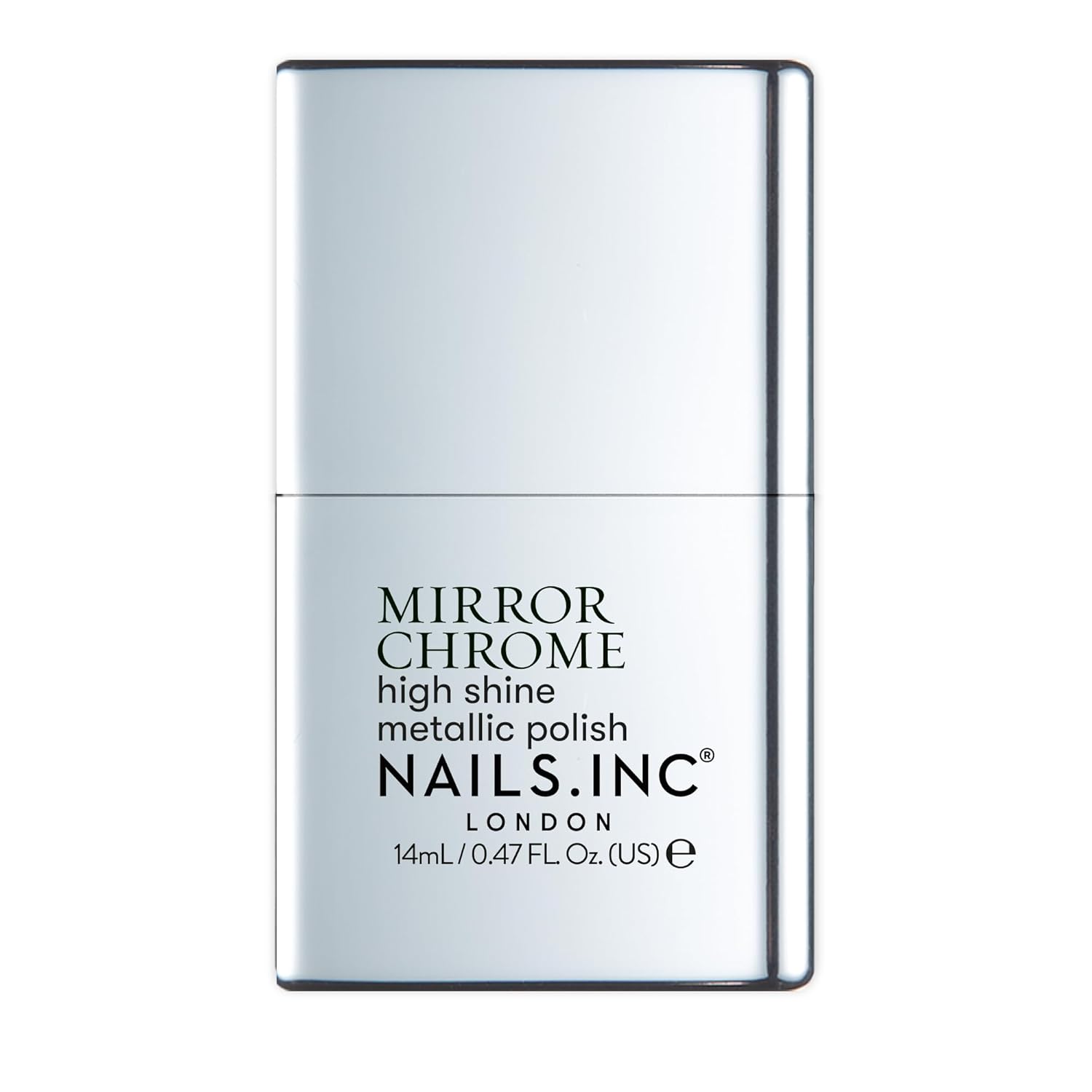 Nails Inc Silver Served, Silver, Metallic Mirror Chrome, No Chip, Long Lasting, Quick Dry, Air Dry, Professional Manicures & Pedicures, Fingernails & Toenails, Vegan Nail Polish, 0.47 Fl Oz