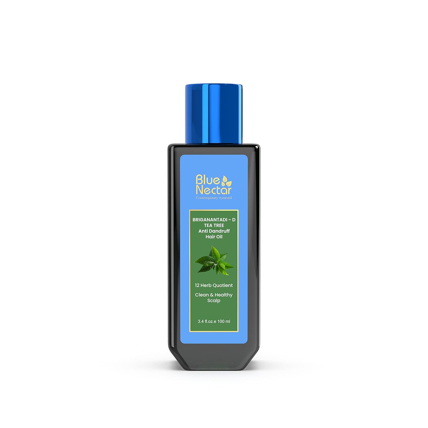 Blue Nectar Tea Tree Oil for Hair | Natural Anti Dandruff Oil for Scalp | Ayurvedic Plant Based Neem Amla Hair Oil (12 Herbs, 3.38 Fl Oz)