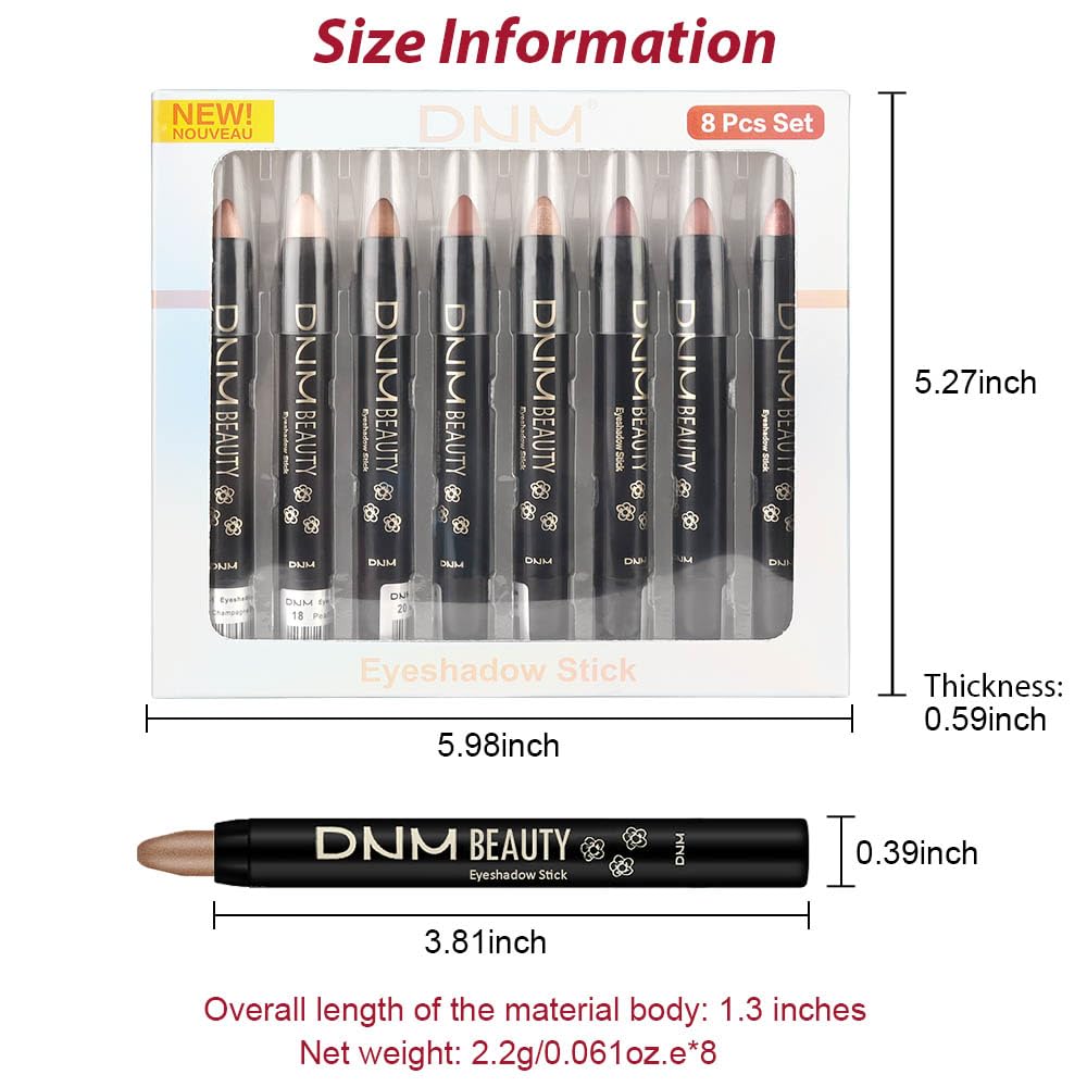 EVPCT 8 Piece Shimmer & Matte Cream Eye Shadow Stick Makeup Set for Women - Image 6