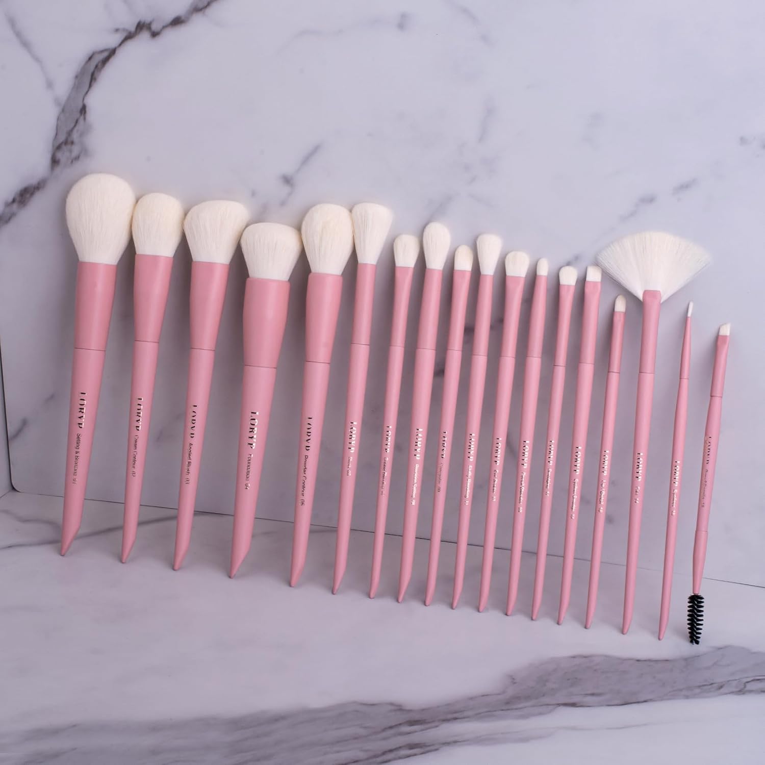LORYP 18-Piece Pink Makeup Brush Set with Ultra-Soft Hair for Face and Eyes - Image 7