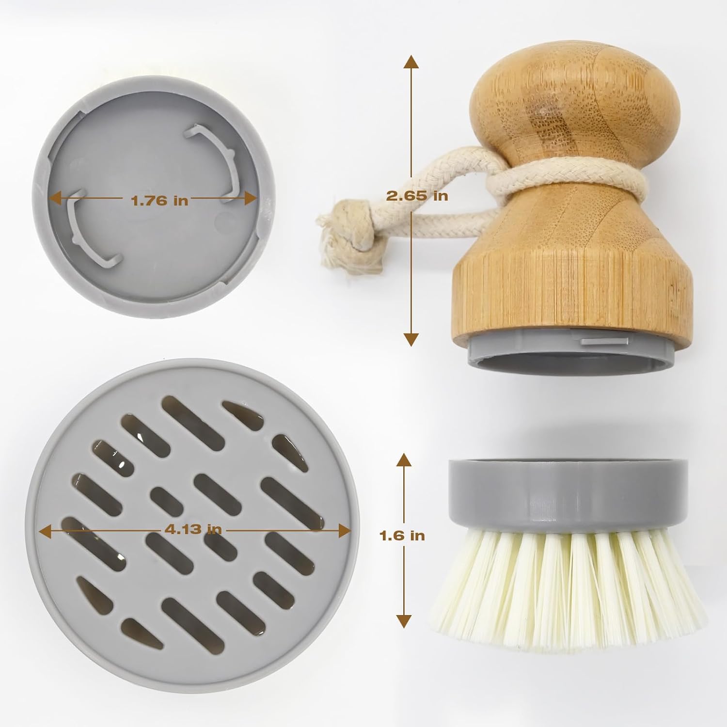 Bamboo Dish Palm Brush Set with Holder - 2 Pack Wooden Scrub Brushes for Kitchen Cleaning - Image 7