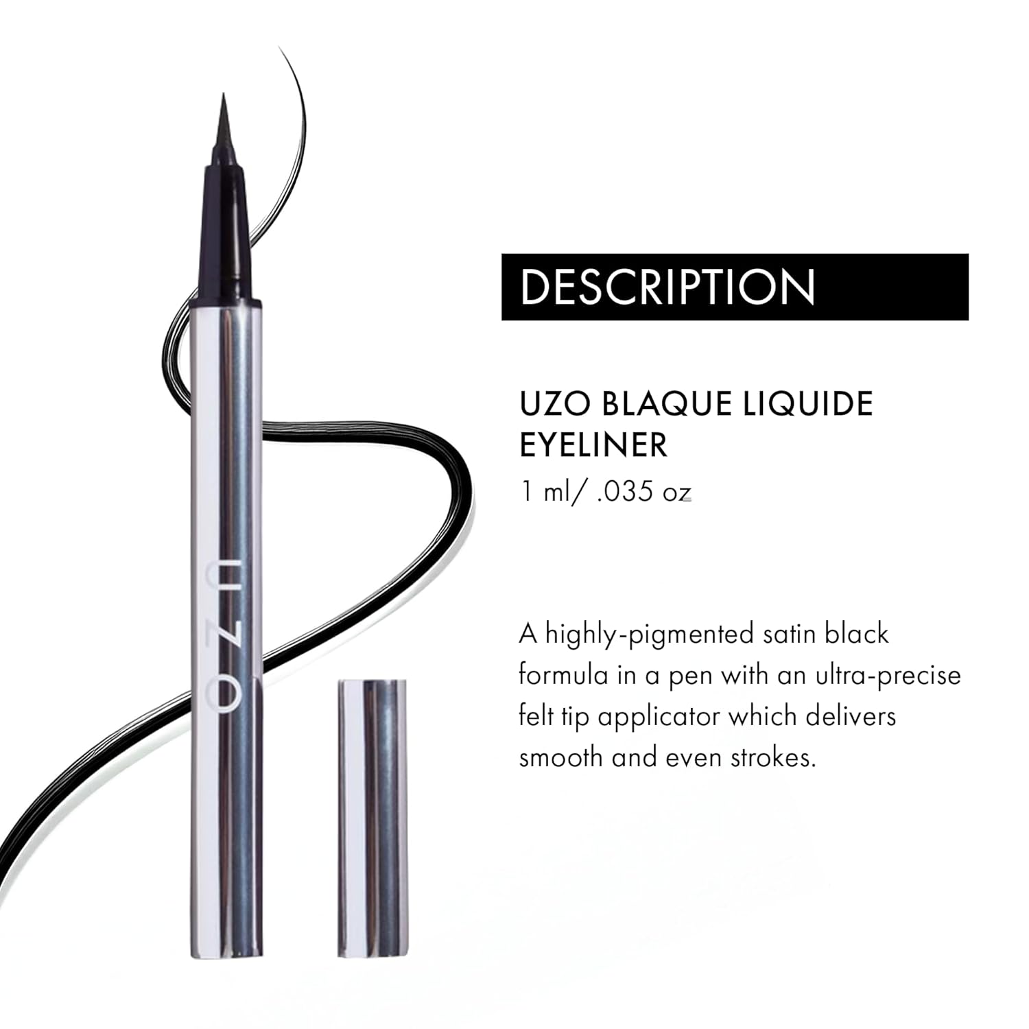 UZO Waterproof Liquid Eyeliner Precise Felt Tip High Pigment Long Lasting Vegan 0.1 oz - Image 2
