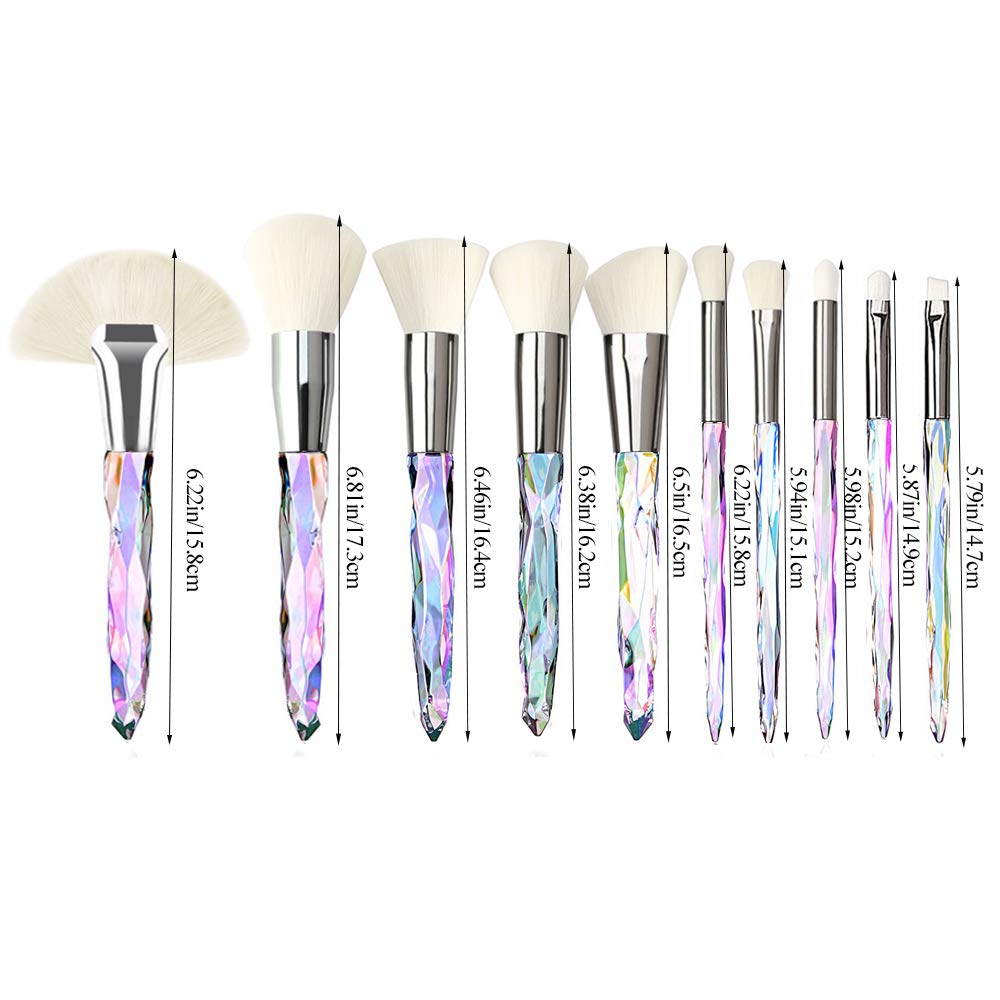 Kingtree 10-Piece Crystal Makeup Brush Set, Soft Synthetic Bristles for Foundation and Eyeshadow - Image 6