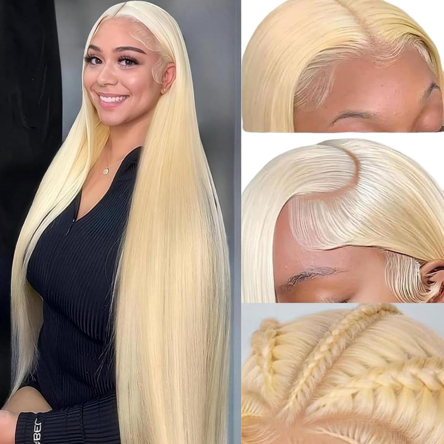 613 Lace Front Wig Human Hair 13x4 Blonde Lace Front Wigs 18Inch 210% Density 613 HD Lace Frontal Wig for Women 12A Brazilian Straight Human Hair Wig Glueless Wigs Pre Plucked with Baby Hair