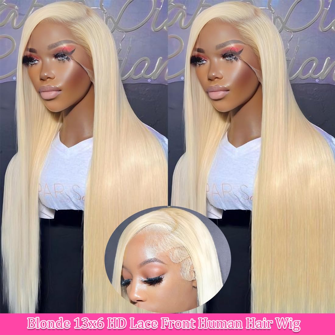 Blonde 20 Inch 180% Density 13x6 HD Transparent Lace Front Human Hair Wig - Image 2
