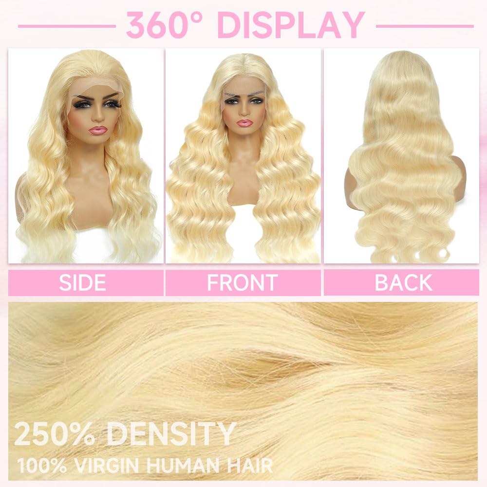 30 Inch 250 Density Body Wave Human Hair Lace Front Wig HD Lace - Image 2