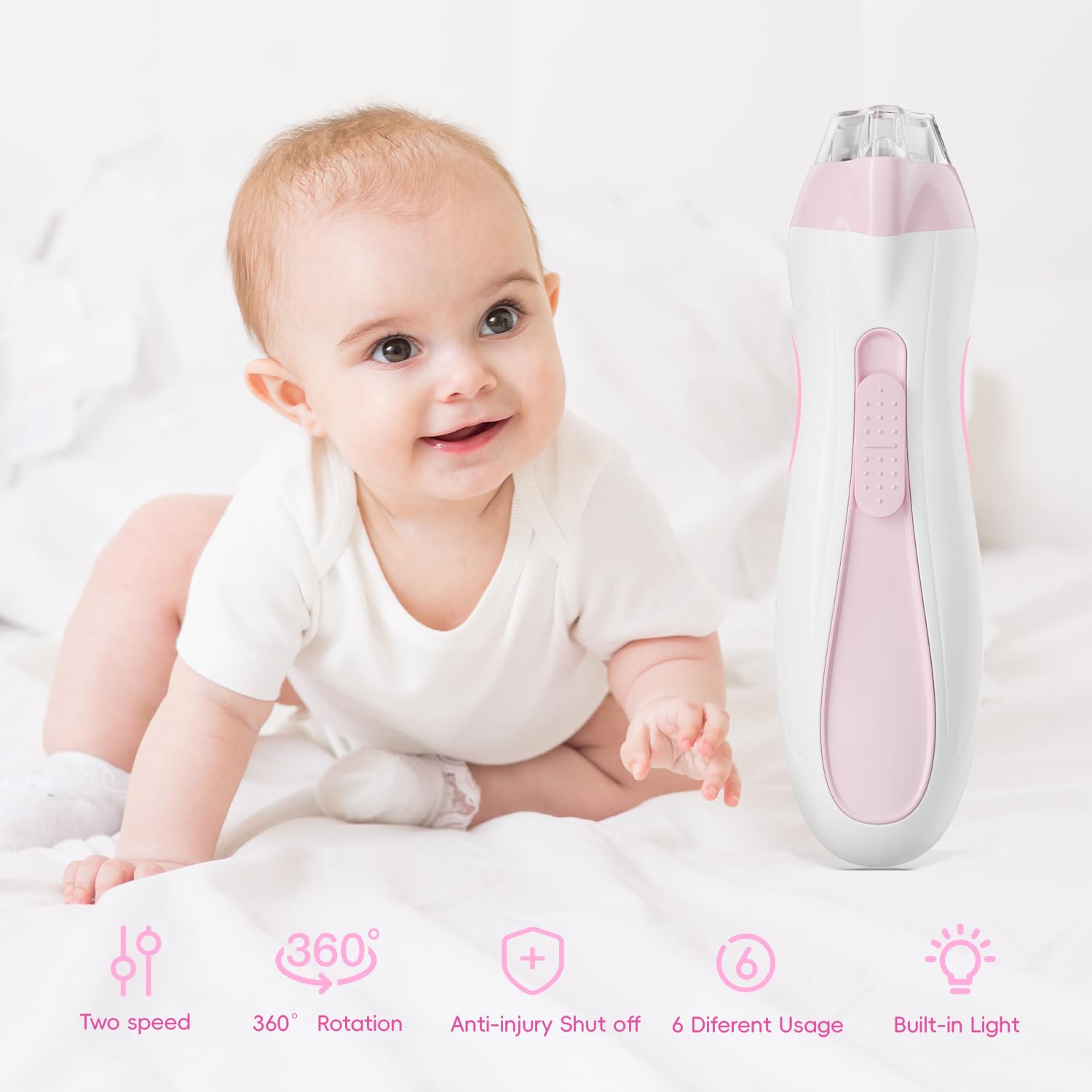 Electric Baby Nail Trimmer 15-in-1 with Built-in Light and 15 Grinding Pads - Image 8