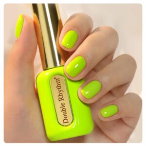 Double Rhythm 0.50 OZ Gel Polish Same Color Same Bottle Golden Round Hema Free Neutral Natural Milky 15 ML Jelly UV Polish Art DIY at Home (Neon Green-C1305)