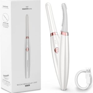 Heated Eyelash Curler, TOUCHBeauty Electric Eyelash Curler USB Rechargeable Eyelash Curler with 3 Temperature Settings Silicone Comb Lash Curler for Girls Women Quick Heating Curling1859