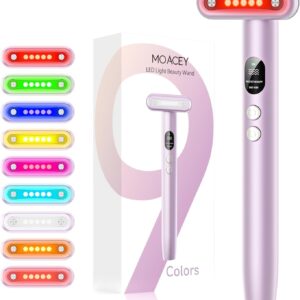 9 in 1 Red-Light-Therapy-Wand-for-Face, Portable Face Massager Tool, Microcurrent and Vibration True Beauty Glow Facial Massager Skincare Rejuvenation Tool for Women at Home, Purple
