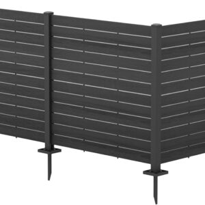 Kozyard 50" W x 48" H Outdoor Privacy Screens Aluminum Post, Air Conditioner Fence Panels, Pool Equipment Enclosure, Trash Can Screens Fence Kit for Outside Backyard Patio (Black/ 3 Panels)