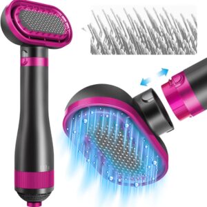 Dog Hair Dryer | 2 in 1 Pet Grooming Hair Dryer Blower with Replaceable Slicker Brush | Adjustable Temperature | Professional Pet Blowing Dryer | for Small and Medium Dogs and Cats