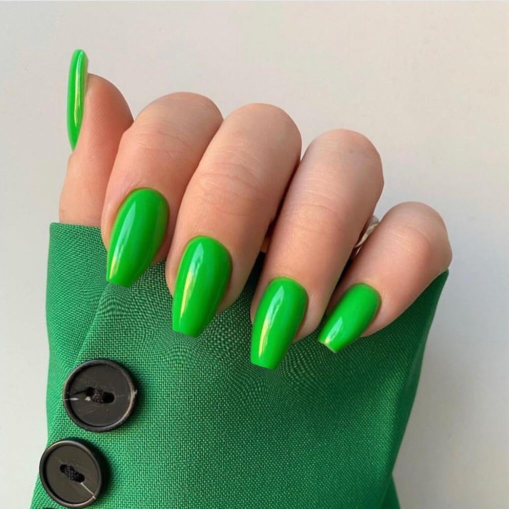 KQueenest Sage Green Glazed Short Medium Coffin Gel Press on Nails Set - Image 3