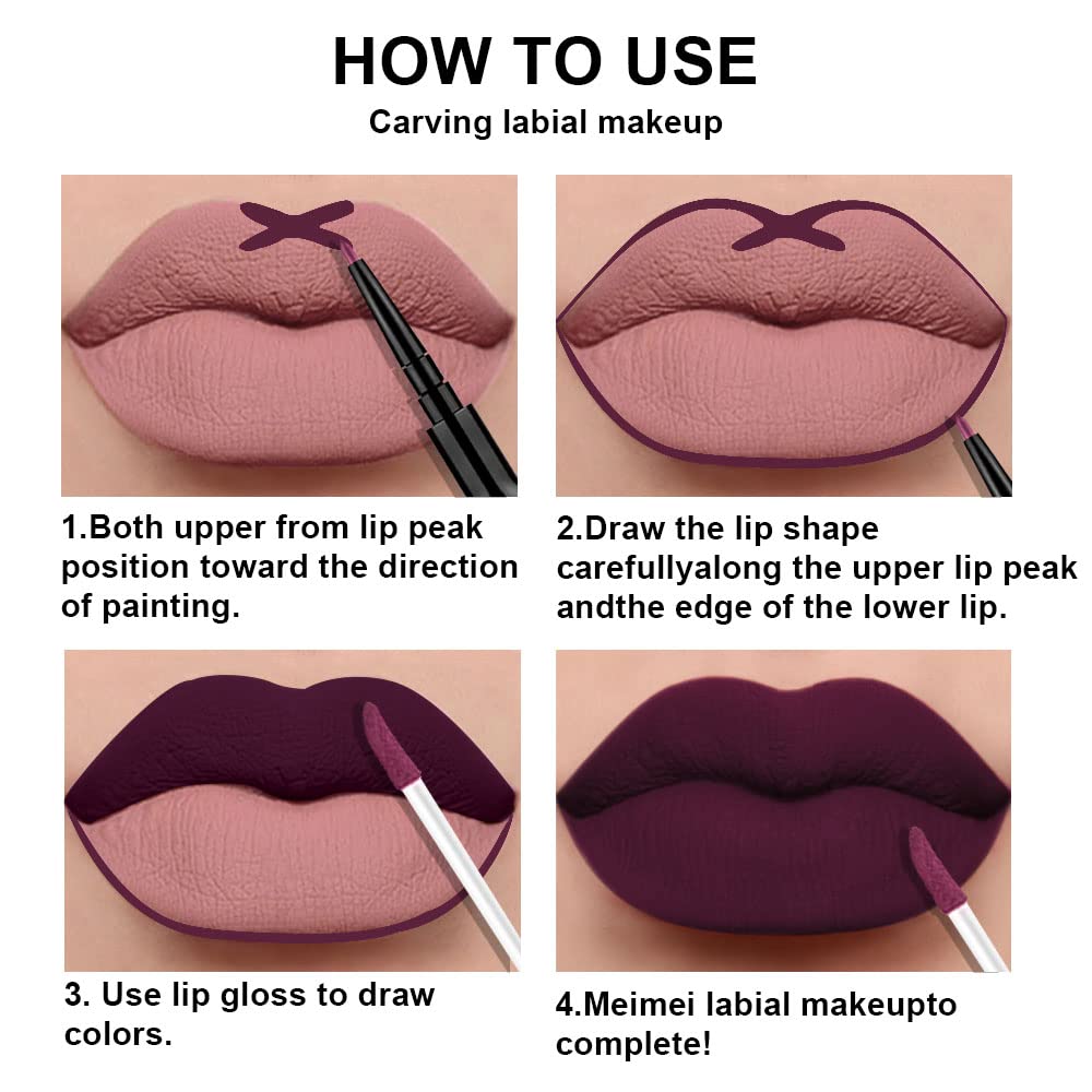 EVPCT 3-Piece Matte Lip Tint & Liner Set Waterproof 24-Hour Wear - Image 4