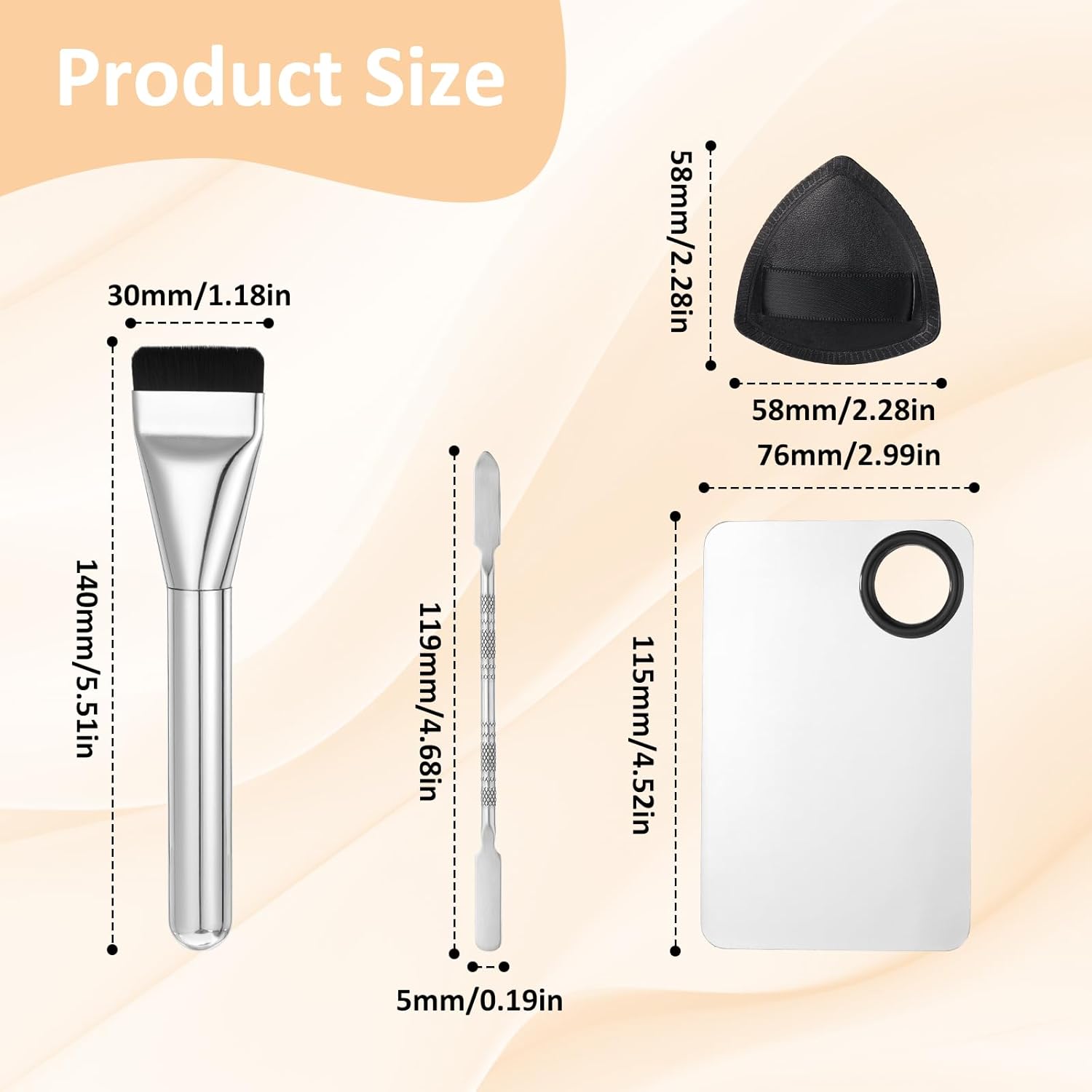 Professional Acrylic Makeup Palette with Black Powder Puff, Foundation Brush, and Spatula for Seamless Blending - Image 2