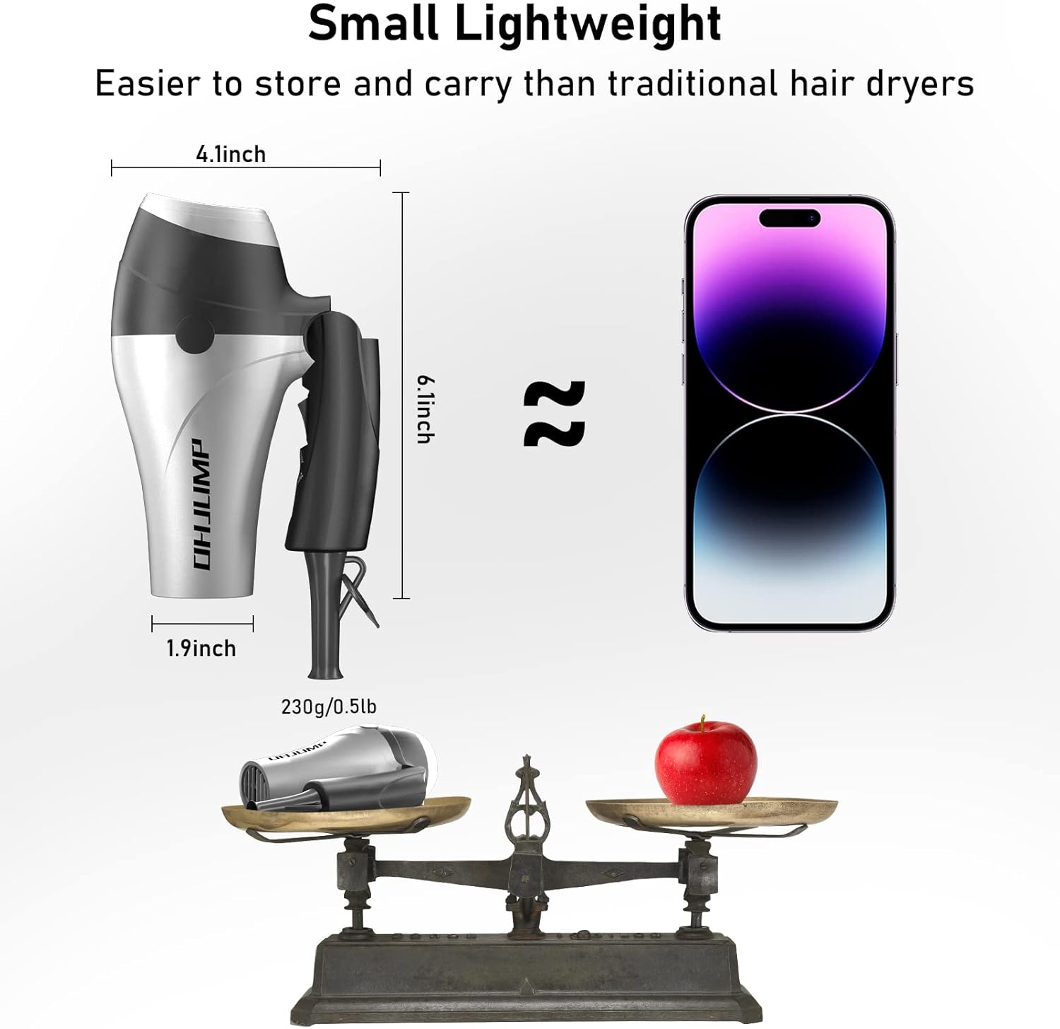 Travel Hair Dryer with Diffuser, Portable Compact 1875W Dual Voltage Hairdryer, EU Plug - Image 3