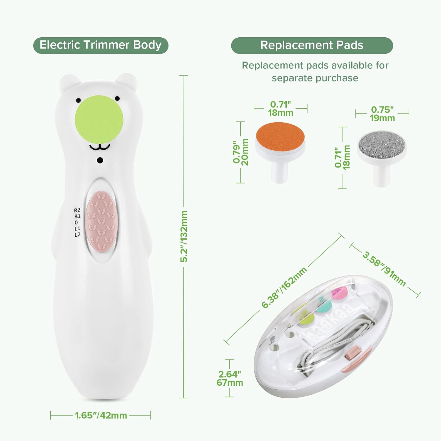 Haakaa Rechargeable Electric Baby Nail File with LED Light and 3 Replacement Heads, New - Image 9