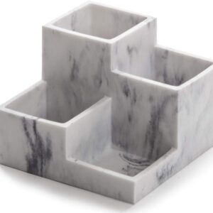 BINO Multi Purpose 4 Compartment Organizer - Make up Organizer for Vanity - Makeup Holders for Bathroom - Toiletry Organizers Countertop - Toothbrush and Bathroom Accessories Holder - Matte Marble