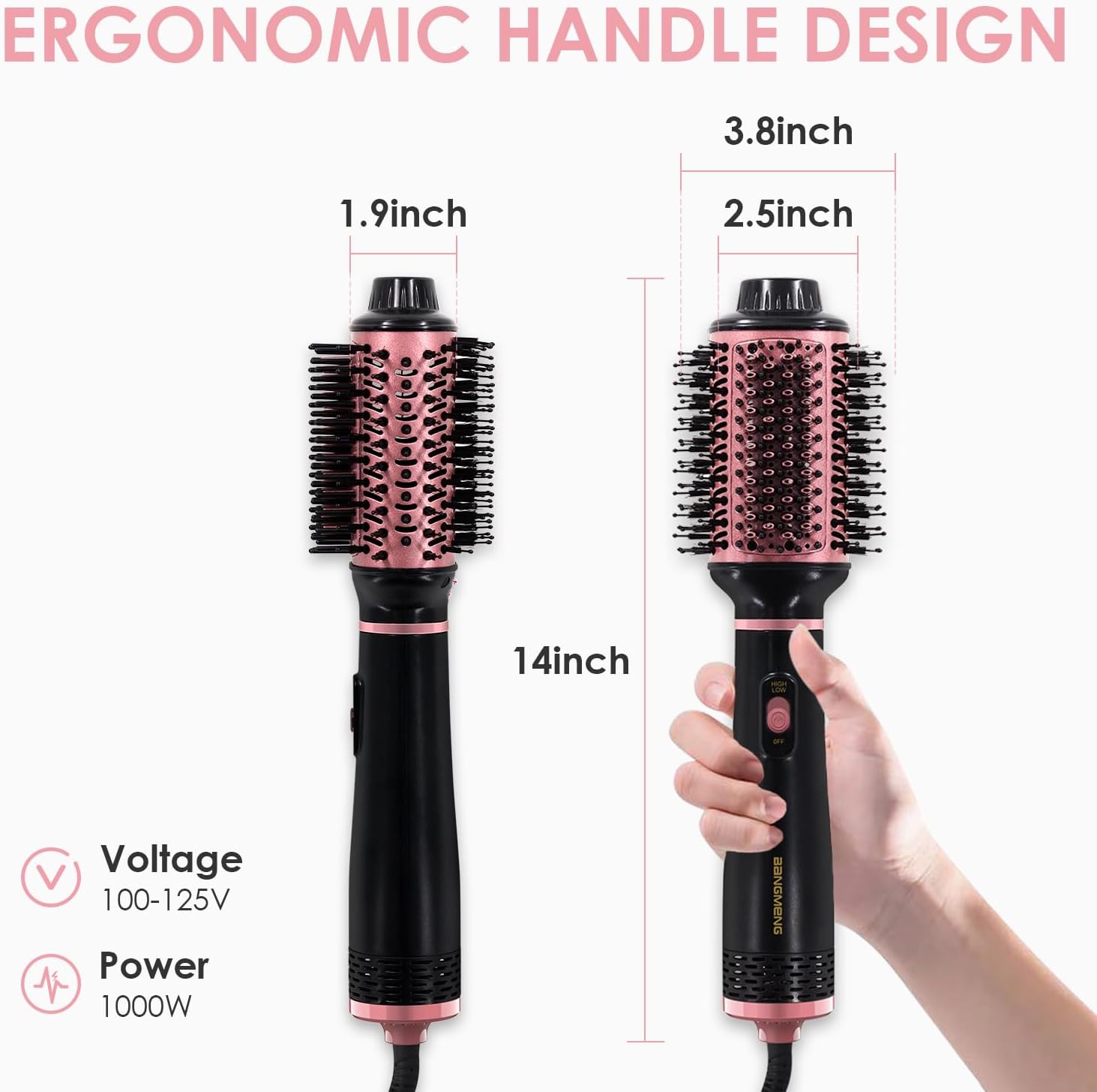 4 in 1 Blow Dryer Brush for Medium to Long Hair, 2.5 Inch Oval Barrel, Black - Image 7