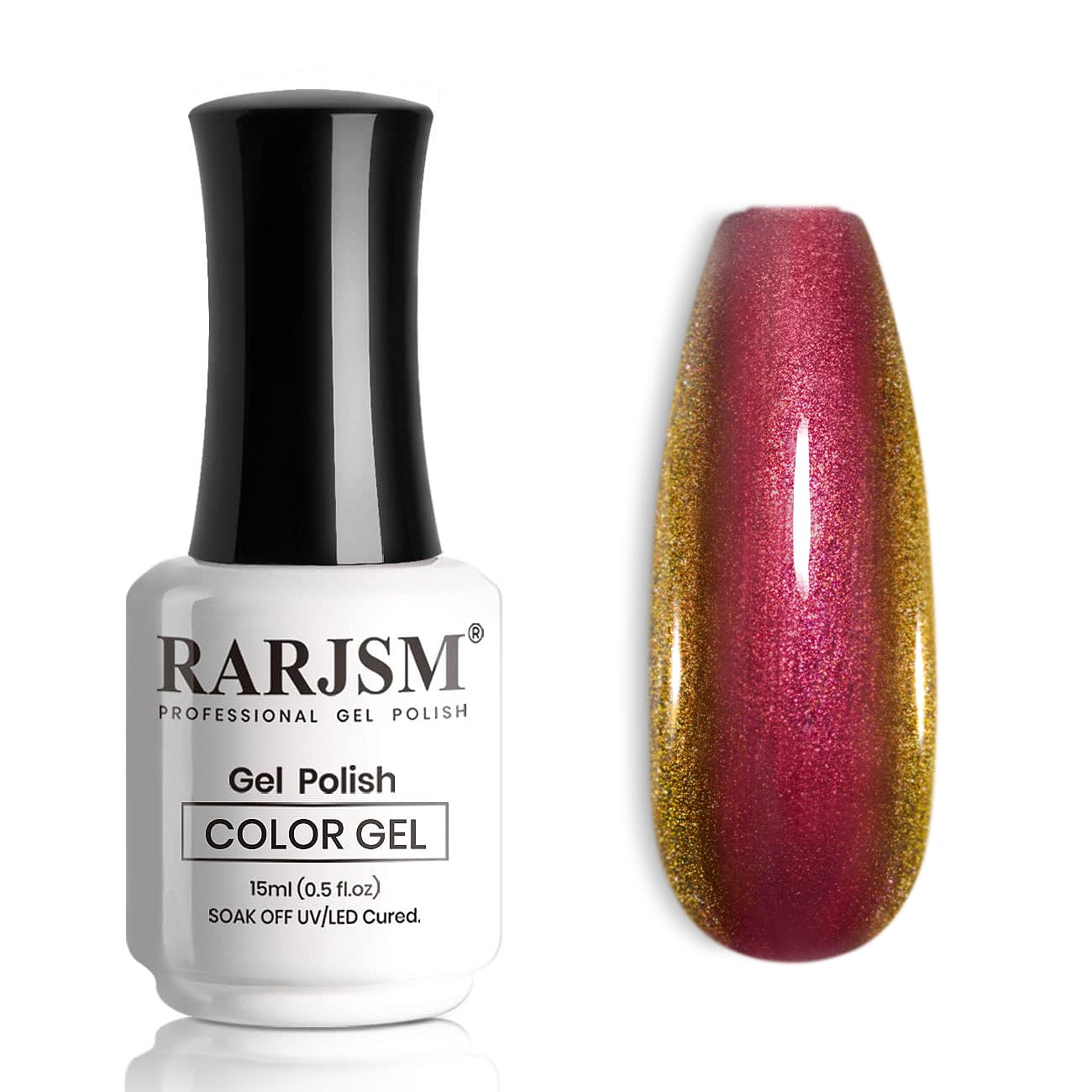 RARJSM Chameleon Glitter Gel Nail Polish Purple Red to Green Shimmery Multichrome Color Changing Gel Polish Curing Requires Sparkle Shimmer Nail Gel Varnish Soak Off DIY at Home Salon 15ml