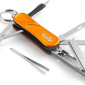 OUTU Keychain Nail Clippers Multitool, 7 in 1 EDC Utility Tool with Nail Clipper, Scissors, Gifts for Him Men Husband Dad Boyfriend (Orange)