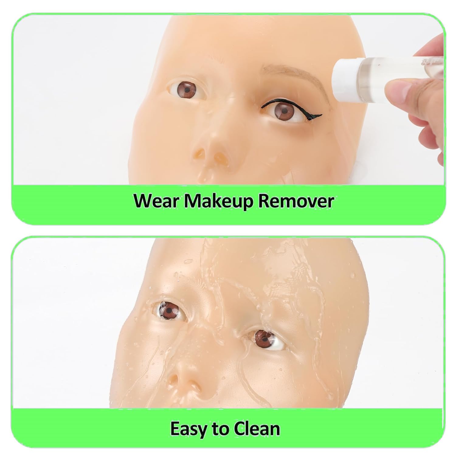 3D Realistic Human Hair Makeup Practice Face Mannequin for Beginners Enthusiasts - Image 5