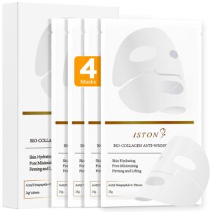 ISTON 4 Pack Collagen Face Mask, Collagen Real Deep Anti Wrinkle Lifting Mask | Firming,Pore Minimizing | Overnight Hydrating Face Masks Skincare for Glass Skin |TikTok Trend Items Skin Care