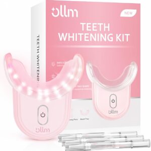 Teeth Whitening Kit Gel Pen Strips - Ollm Specially Formulated for Sensitive Teeth, Gum, Braces Care 32X LED Light Tooth Whitener, Professional Oral Beauty Products Dental Tools 2 Mouth Trays