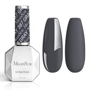 MelodySusie Thick Dark Gray Gel Nail Polish,0.5fl oz Grey Soak Off UV LED Gray Gel Polish Gift for Women Nail Art Manicure Salon DIY Nail Design Decoration at Home-387