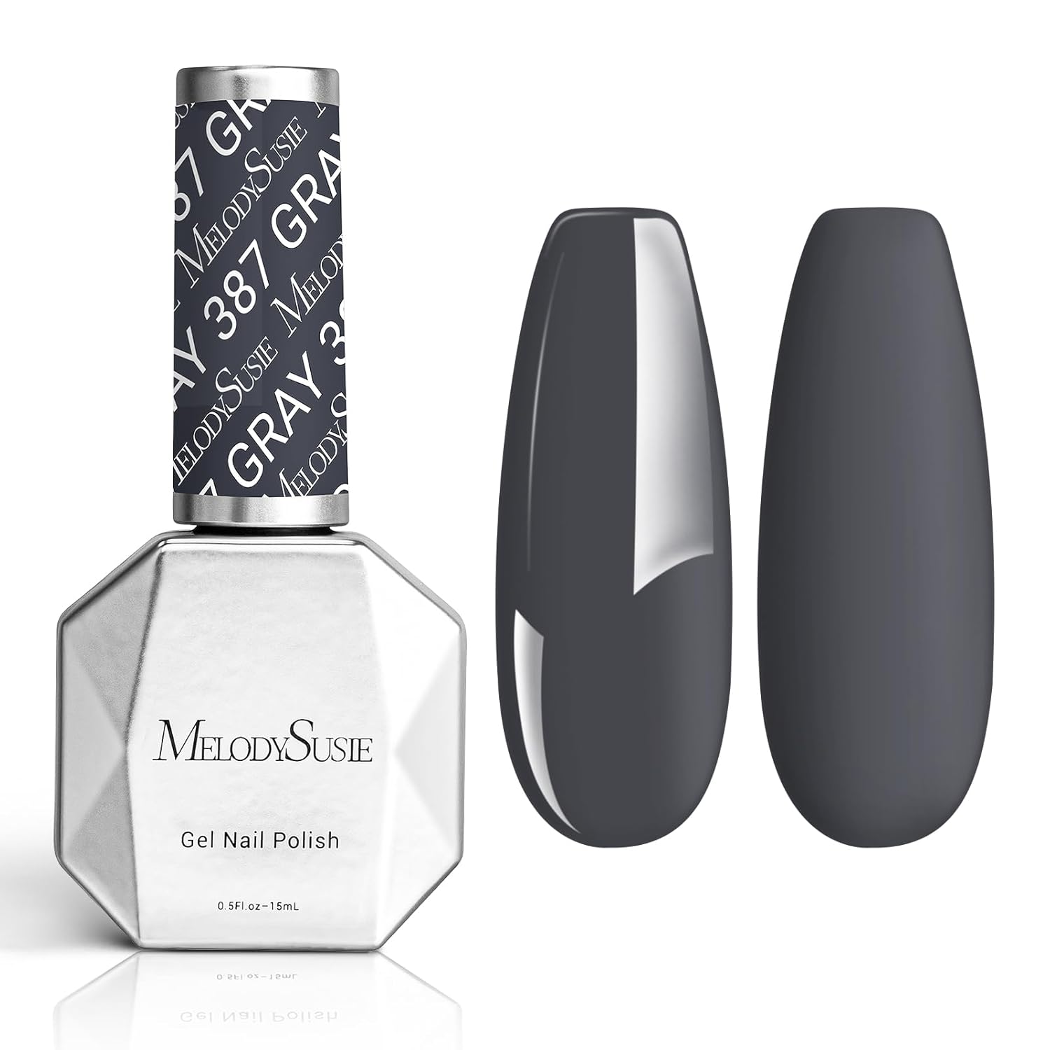 MelodySusie Thick Dark Gray Gel Nail Polish,0.5fl oz Grey Soak Off UV LED Gray Gel Polish Gift for Women Nail Art Manicure Salon DIY Nail Design Decoration at Home-387