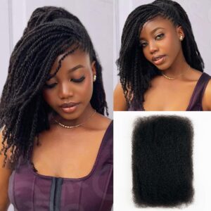 QVR Afro Kinkys Bulk Human Hair for Dreadlocks Extensions Repair Locs, Twist Braiding Afro Kinky Human Hair for Locs 1 Pack 50 Gram Natural Black Color 12 inches