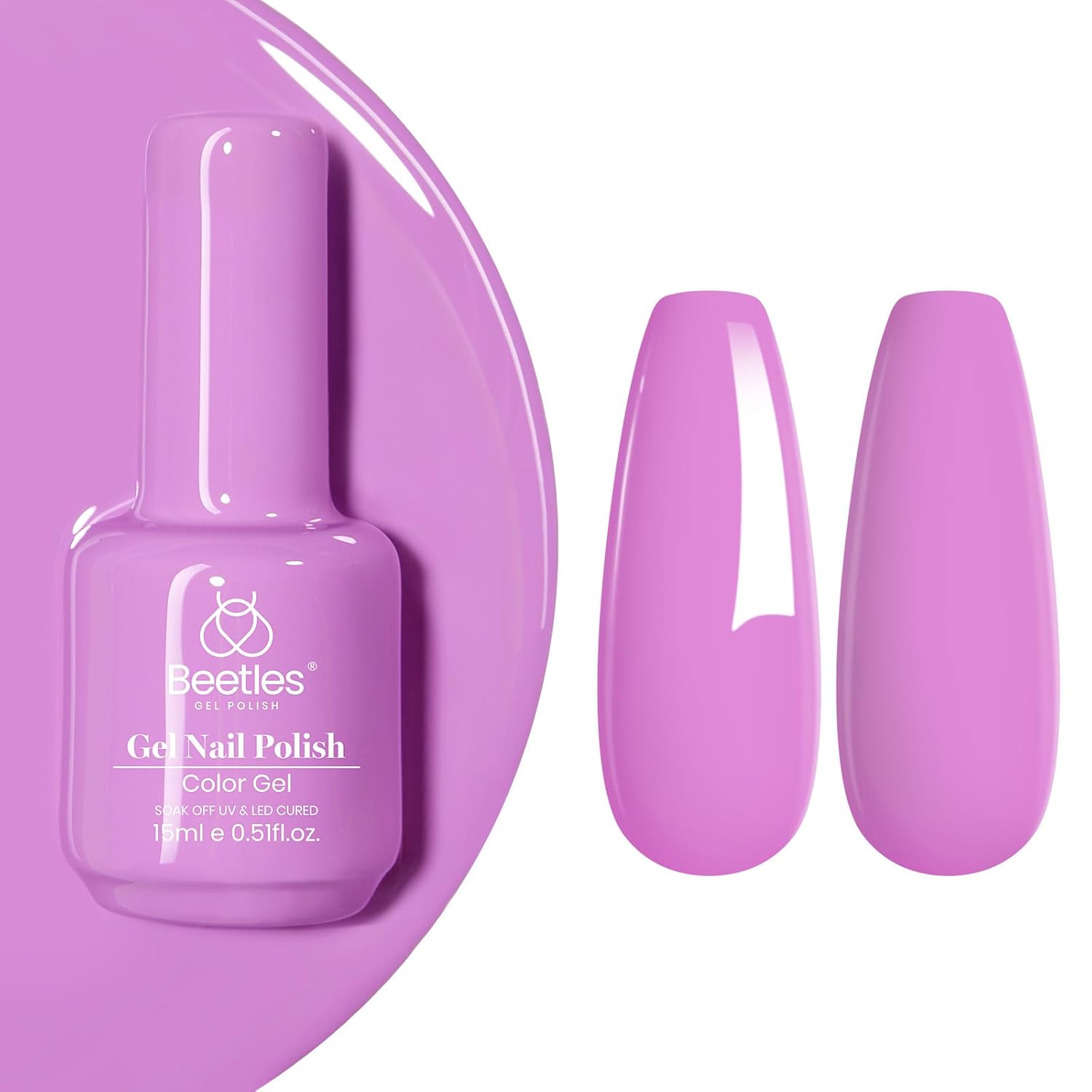 Beetles Purple Gel Nail Polish, 1 Pcs 15ml Purple Spring Summer Gel Polish Soak Off DIY Manicure Salon Uv Gel Nail Pastel Fuchsia Shades Nail Art Gel Design Gift for Women Girl