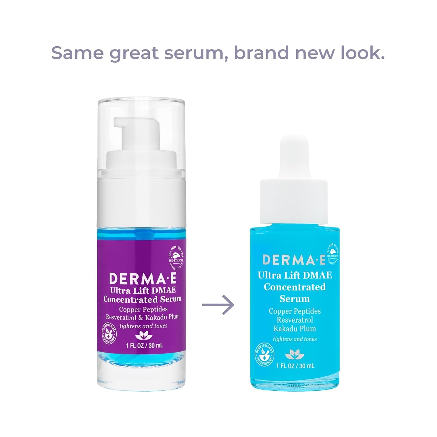 DERMA E Ultra Lift Firming DMAE Serum 1oz Natural Hydration Copper Peptides Resveratrol - Image 2