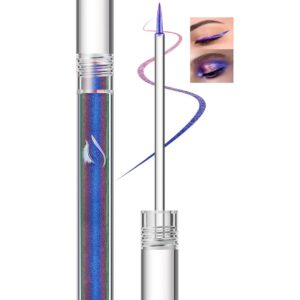 Chameleon Liquid Glitter Thin Eyeliner, Highly Pigmented Intense Color Metallic Satin Multi-Reflective Finish Eye Liner Pencil, Waterproof Long-lasting Shimmer Eye Shadow Makeup Pen (01)