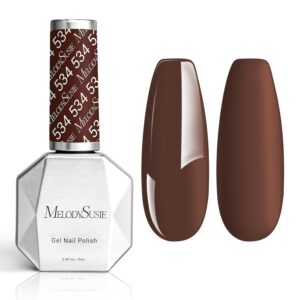 MelodySusie Thick Americano Brown Gel Nail Polish,0.5fl oz Nails Soak Off UV LED Caramel Coffee Brown Gel Polish Gift for Women Nail Art Manicure Salon DIY Nail Design Decoration at Home-534