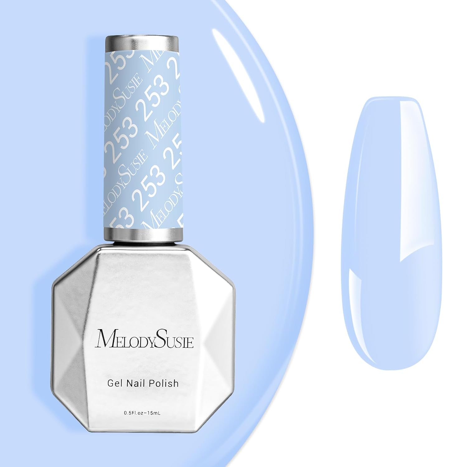 MelodySusie 15ML Gel Nail Polish,Blue Macaron Color Nails Soak Off UV LED Light Blue Gel Polish Gift for Women Nail Art Manicure Salon DIY Nail Design Decoration at Home-253