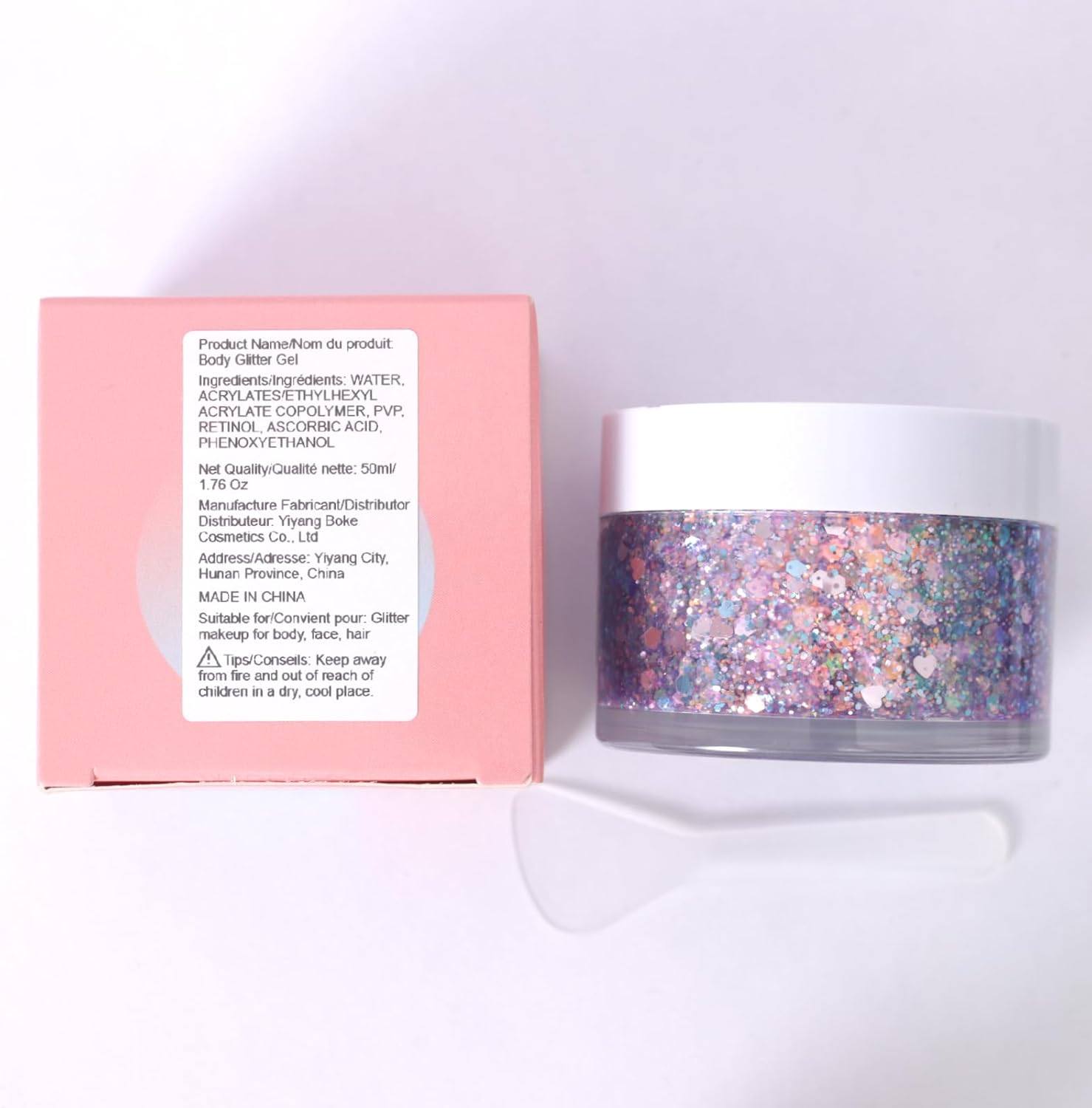 1.76oz Holographic Silver Glitter Gel for Face, Hair, and Body Makeup - Image 9