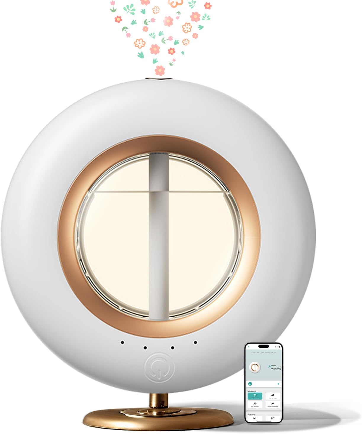 Essential Oil Diffuser 120ML for Large Room – Bluetooth Smart Control, 4 Mist Modes, Ultrasonic Aromatherapy Diffuser with Night Light for Home, Office, Bedroom (Add Water and Essential Oils)