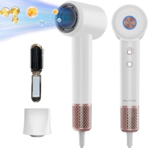 Negative Ionic High Speed Hair Dryer, Professional Brushless Blow Dryer for Fast Drying, 2 Speeds & 4 Temps Thermo-Control, Lightweight & Quiet Hairdryer for Home & Travel