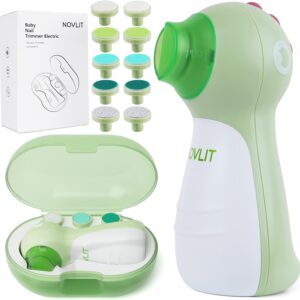 Baby Nail Trimmer Electric, Baby Nail Clippers with LED Light and Grinding Cover, Trim and Polish Set for Newborn Infant Toddler or Adults Toes and Fingernails Care, 10 Grinding