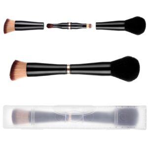 Travel Makeup Set,4 In 1 Makeup Brush Kit Including Foundation/Blush Brush Eyeshadow Brush Concealer Brush For Liquid Cream Powder Cosmetic Make Up (Black)