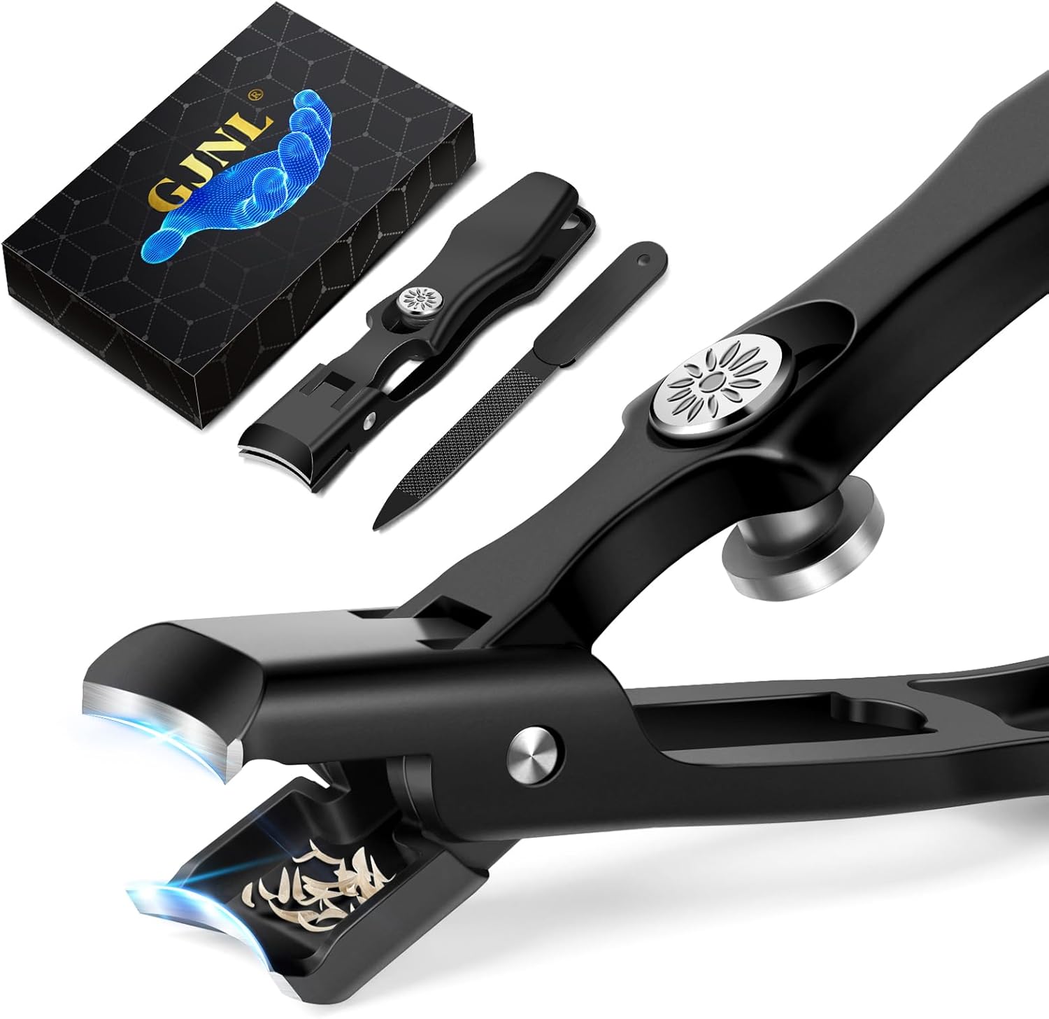 German Nail Clippers for Men with Catcher, Gifts for Men Dad Large Toenail Clippers for Thick Nails, Heavy Duty Ultra Anti-Splash Toe Nail Cutter